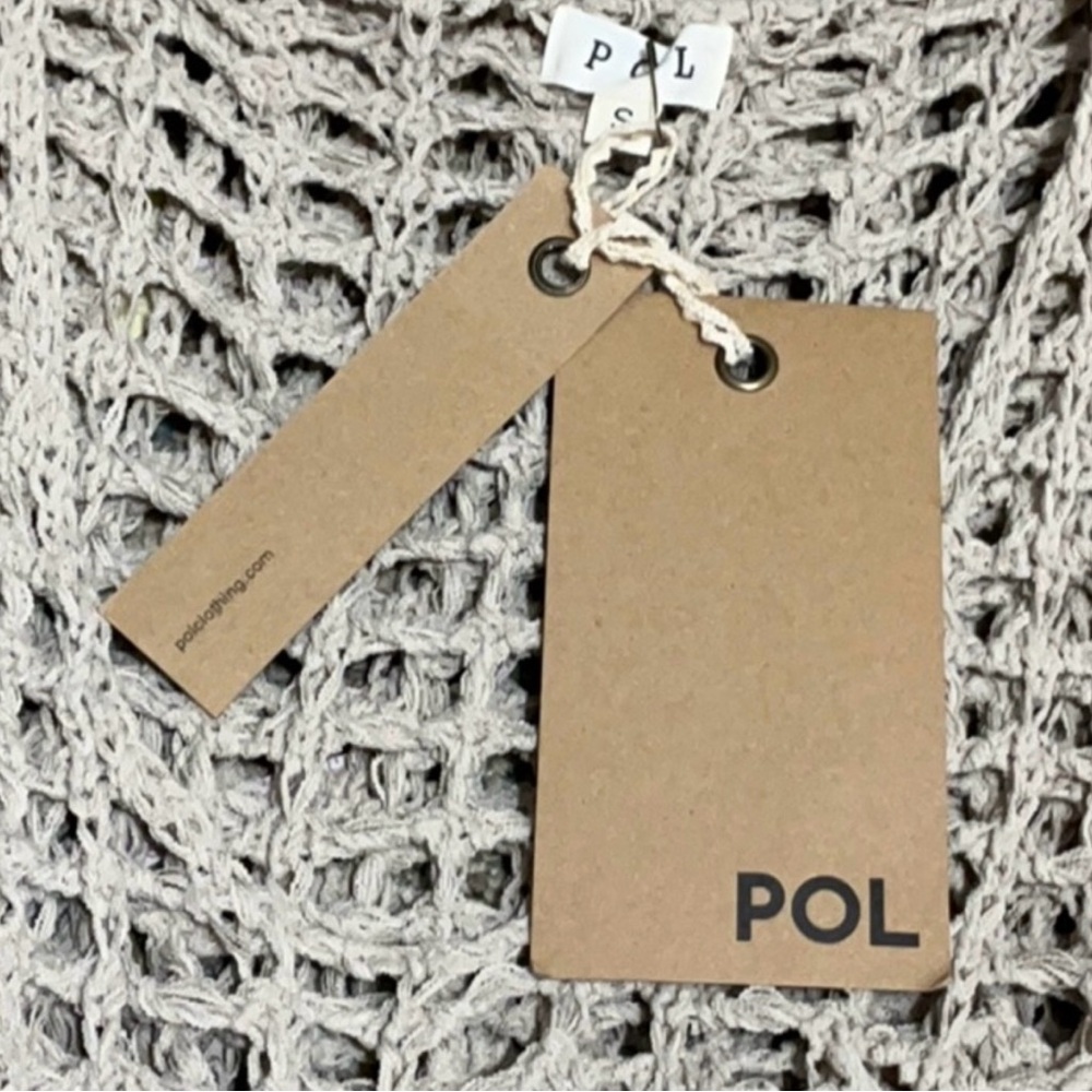 POL Crochet Flower Scoop Neck Boho Top S 21” p2p Mocha $84 Retail NWT - Picture 5 of 9